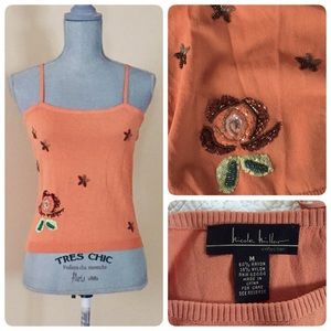 Nicole Miller beaded embellished cami, S